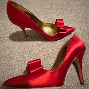 Red satin old Kate spade pumps, size 10